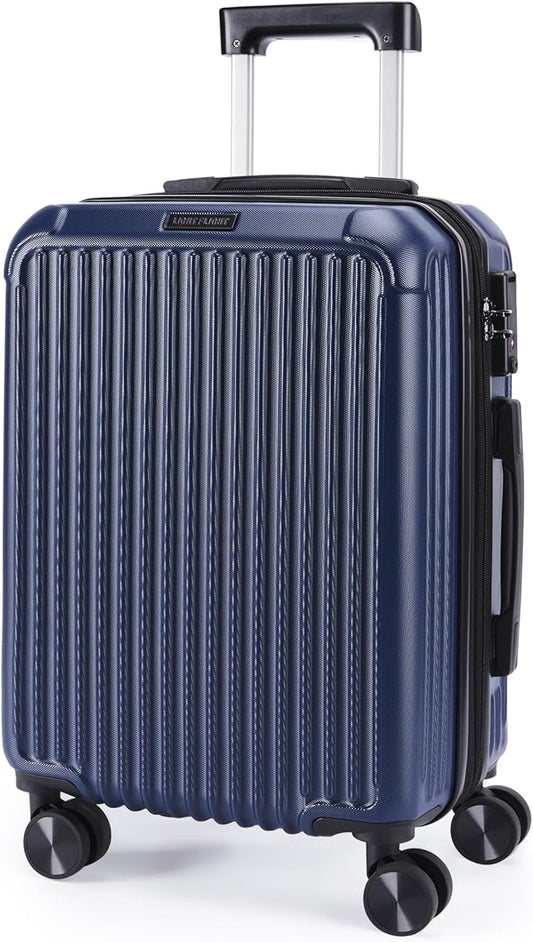 LIGHT FLIGHT Carry On Luggage 22x14x9 Airline Approved, Durable Hard Shell Carry On Suitcases with Wheels, Expandable Hardside Lightweight Travel Luggage with TSA Lock 20 Inch Carry on, Navy Blue