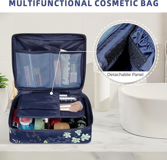BAGAIL 8 Set Packing Cubes Luggage Packing Organizer Bags for Travel Accessories-Navy Leaf
