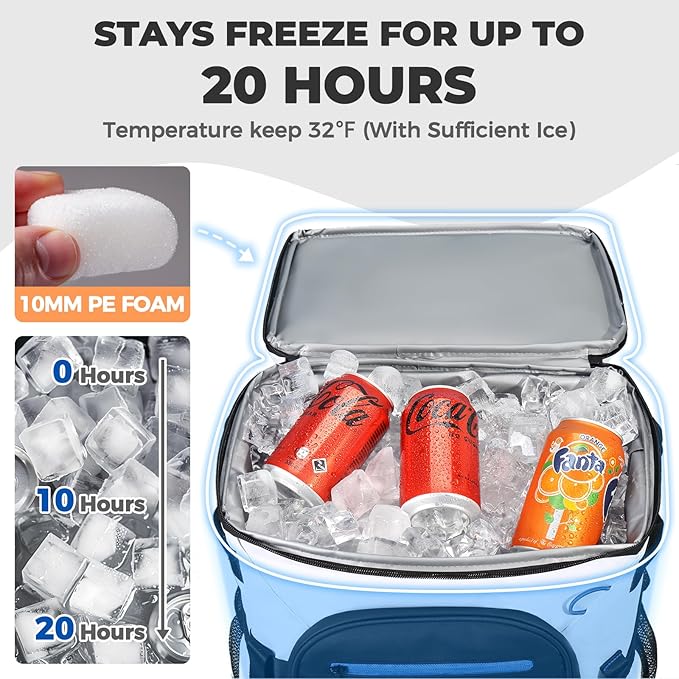 Heytrip Backpack Cooler 36/54 Cans Insulated Waterproof Cooler Bag for 20 Hours Cold Retention, Leak-Proof Camping Cooler with Multi-Compartments