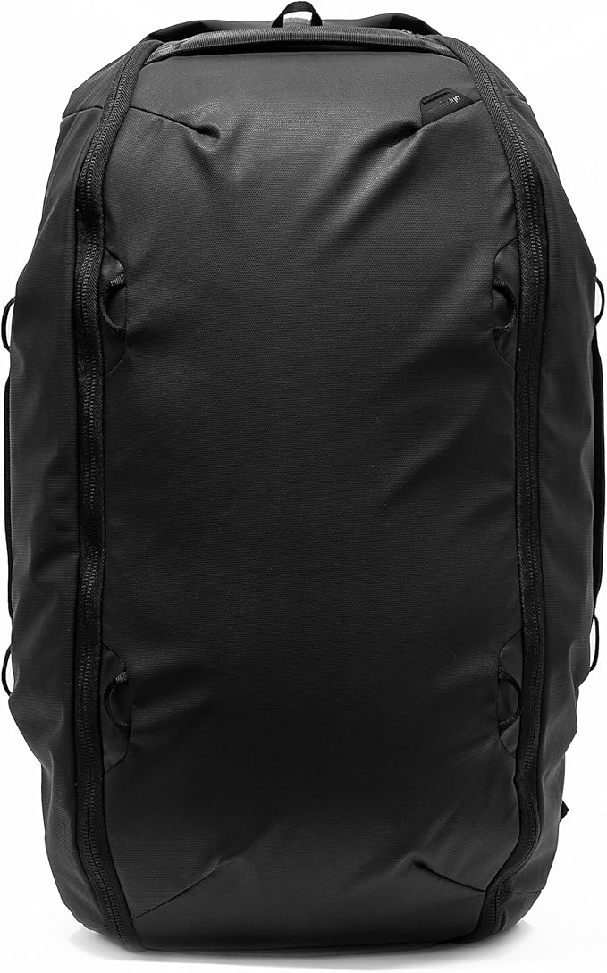 Peak Design Travel Duffelpack 45-65L, Black, Weatherproof Duffel Backpack, Expandable Design, Extra-Long Zip Path, Stowable Straps, Fits Packing Cubes and Camera Cubes, Versatile Duffel Bag for Travel