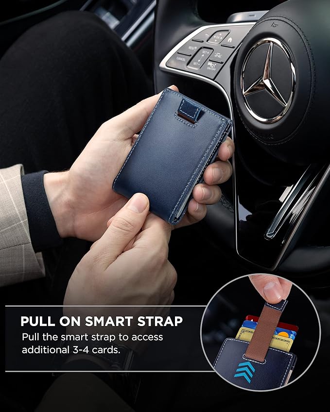 SERMAN BRANDS RFID Blocking Slim Bifold Genuine Leather Minimalist Front Pocket Wallets for Men with Money Clip Thin Mens