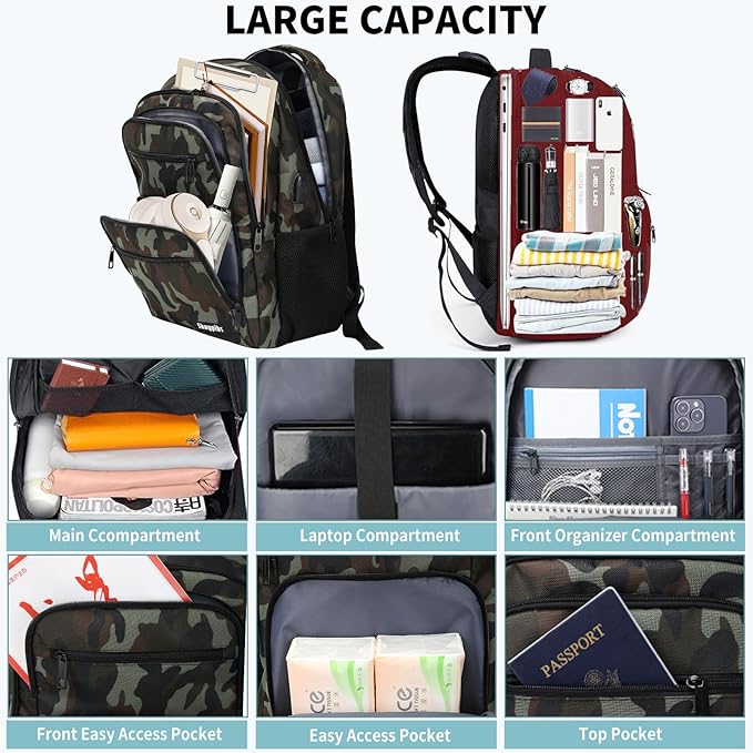 Backpck for Women Men, School backpacks for Girls Teen Boys, 15.6 inch Laptop Back Packs with USB Charger Port, Mochilas for Business, College