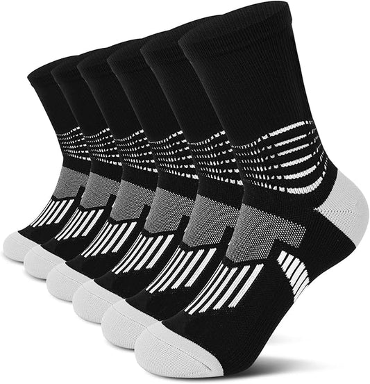 IRAMY Crew Compression Socks Athletic Running Socks for Men Women Plantar Fasciitis Relief 3/6 Pairs