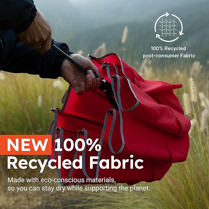 Weatherman Premium Collapsible Travel Umbrella - Windproof, Compact, Easy Auto Open - Resists Up to 55 MPH Winds - Perfect for Rain, Wind, Backpack, Car - Folding Umbrella (Red)