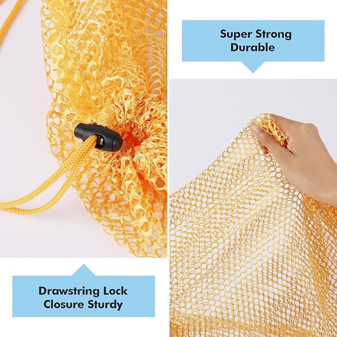 3Pcs Mesh Laundry Bags Washing Machine Mesh Wash Bags Jumbo for Delicates Clothes,Bed Linen,Toys with Drawstring Closure Sturdy(3 XXLarge 28 x 26 Inches, Yellow)