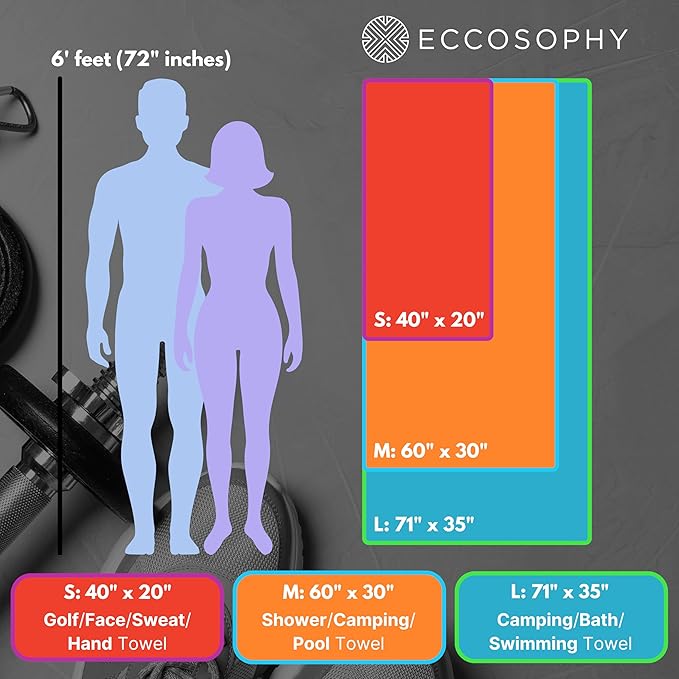 ECCOSOPHY Microfiber Beach Towel – Quick Dry Gym Towel, Highly Absorbent with Ribbed Texture, Lightweight – Ideal for Travel, Pool, Yoga, Fitness & Outdoor Adventures – 71x35 Creamsicle