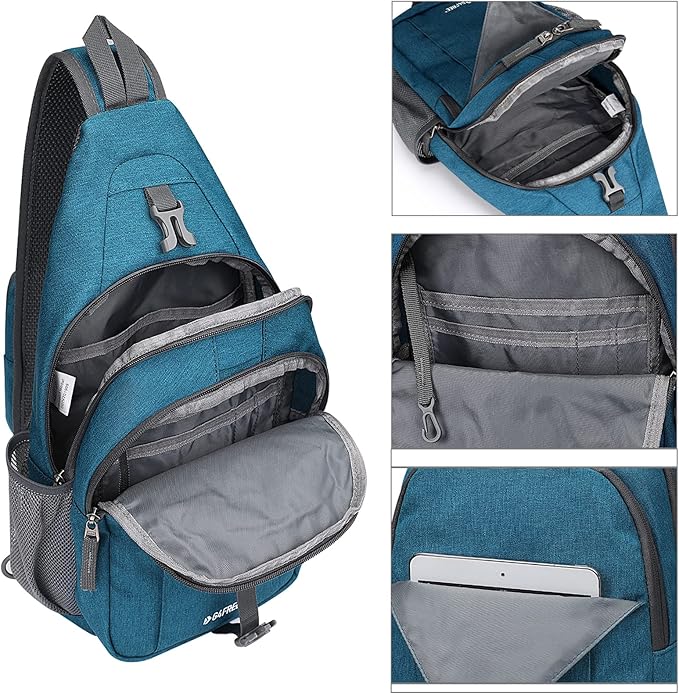 G4Free Sling Bag RFID Blocking Sling Backpack Crossbody Chest Bag Daypack for Hiking Travel(Teal Blue)
