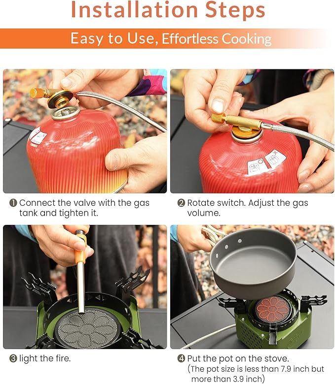 Indwell Camping Stove with Infrared Burner, Single Burner Propane Stove Ultra-Thin Design Adjustable Flame Control Wind-Resistant Portable Gas Cooker for Camping Hiking Outdoor Cooking