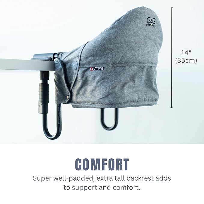 guzzie+Guss Portable Clip on High Chair for Baby Seat - Folding and Easy Setup for Travel, Home, Restaurants, Picnics - Machine Washable Fabric - Bordeaux