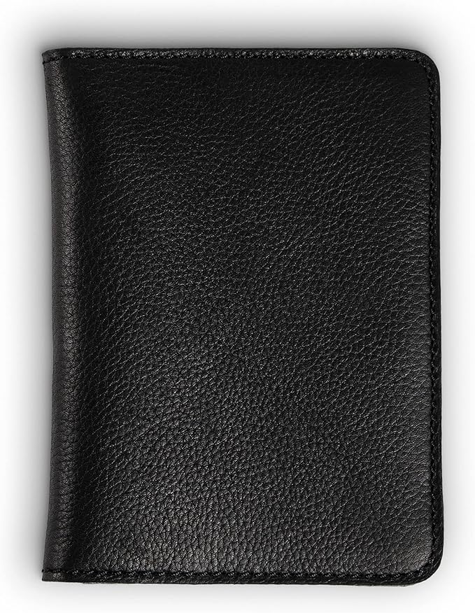 PEGAI Standard Full Grain Crazy Horse Leather Passport Holder | Custom Travel Passport Cover & Organizer | Handcrafted Leather Passport Wallet for Men and Women | Pike (Dymnos Black)