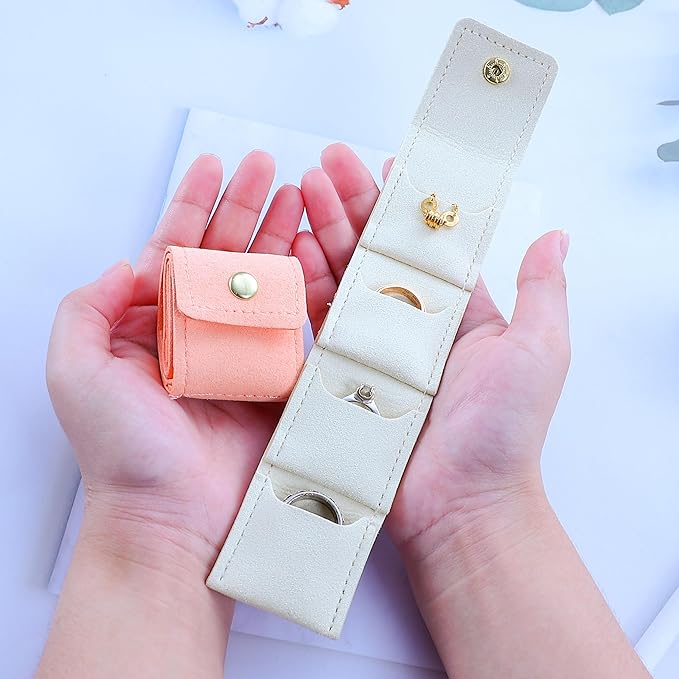 3 PCS Mini Travel Jewelry Organizer Bag - Tinycious Foldable Portable Case with Buckle, Auxiliary Jewelry Storage for Travel
