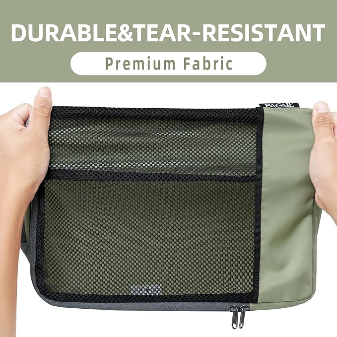 BAGAIL 4 Set/6 Set/8 Set Compression Packing Cubes Travel Accessories Expandable Packing Organizers (Half Mesh, 6-Matcha Green)