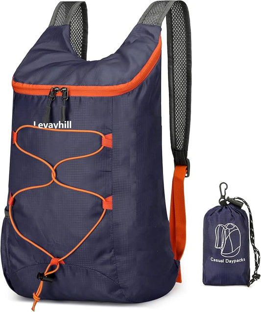 16L Hiking Daypack Lightweight Foldable Travel Backpack Water Repellent Camping Outdoor Packable Easy Carry-on Bag(Dark Blue)