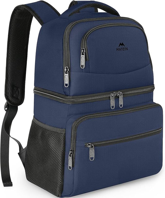 MATEIN Cooler Backpack, 26 Cans Insulated Lunch Backpack for Men Women, Leakproof Double Layer Lunch Cooler Bag Lightweight Soft Lunch Backpack with Cooler Compartment, Beach Camping Hiking Beer Gifts