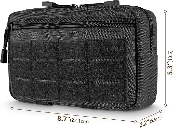 Tactical Molle Admin Pouch Utility Laser Cut EDC Tool Pouch Bag Horizontal Modular Pouches Include US Flag Patch and Keychain