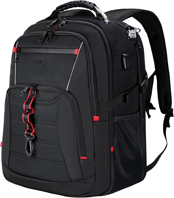 KROSER Travel Laptop Backpack 18.4 inch XXXL Computer Backpack Stylish College Backpack with RFID Pockets USB Charging Port REFLECTIVE STRIPS Water-Repellent Day pack for Business/Men