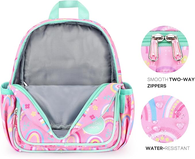 mibasies Backpack Leash for Toddlers 1-3: Baby Backpack for Girls with Anti-Lost Harness - Rainbow Pink