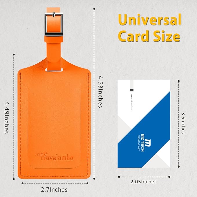 Travelambo Luggage Tags for Suitcases PU Leather Travel Tags Bag Tags Privacy Protection Travel Essentials