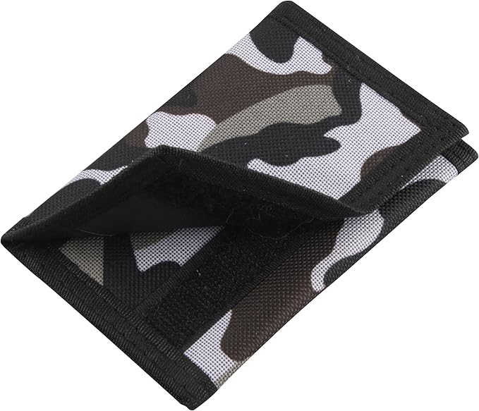 NEICY RFID Blocking Canvas Wallet for Men and Women - Camo Trifold Outdoor Sports Wallets with Magic Sticker for Teen Kids (Camo Grey02)