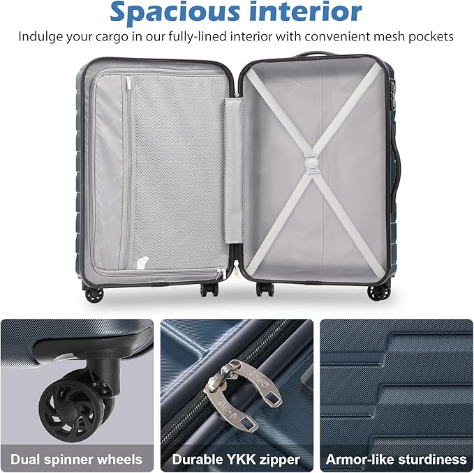 Coolife Larage Luaggage Hardside Expandable Suitcase with Spinner Wheels Checked 28-Inch