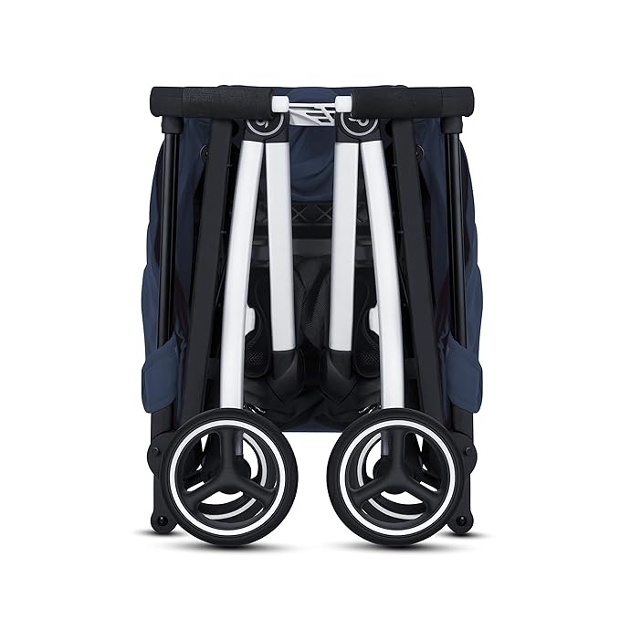 gb Pockit+ All City, Ultra Compact Lightweight Travel Stroller with Front Wheel Suspension, Full Canopy, and Reclining Seat in Night Blue