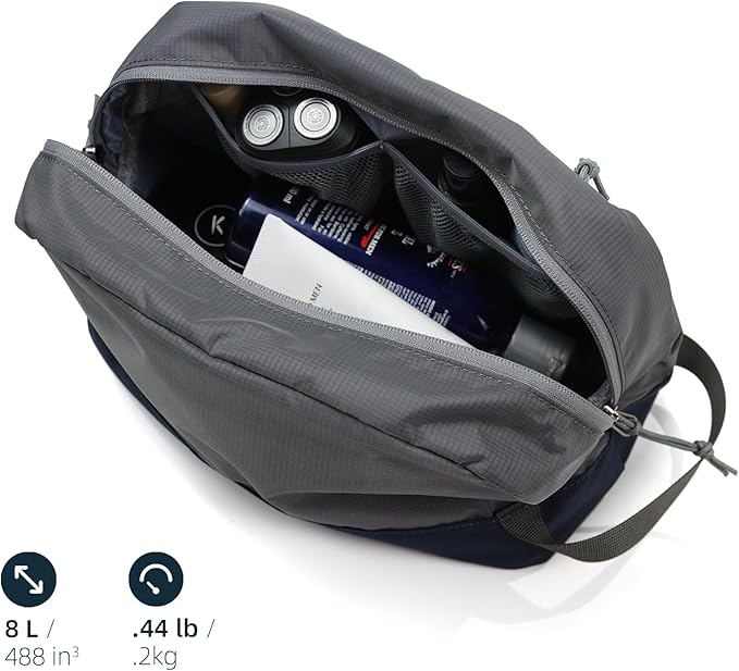 Travel Toiletry Bag 8L, Large Packing Cube with Waterproof TPU Wet/Dry Compartment (05 Ash Gray)