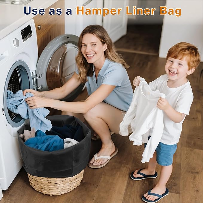 2-Pack Backpack Laundry Bags, Heavy Duty Laundry Bag Backpacks with Adjustable Shoulder Straps, Door Hanging Washing Bag, Laundry Hamper Lining for College Dorm, Travel, Laundromat