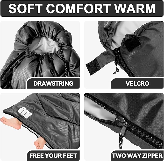 Sleeping Bags for Adults Cold Weather,Portable, Waterproof,Lightweight Camping Sleeping Bag for Tall Girls Boys with Compression Sack for Warm Camping, Hiking, Outdoor & Indoor