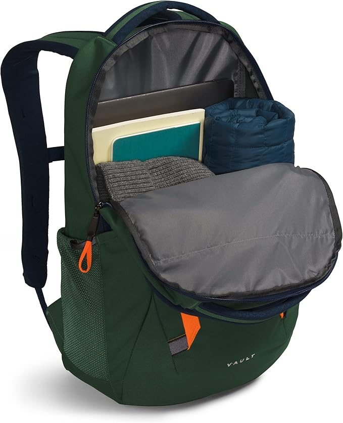 The North Face Vault Everyday Laptop Backpack, Pine Needle/Summit Navy/Power Orange, One Size