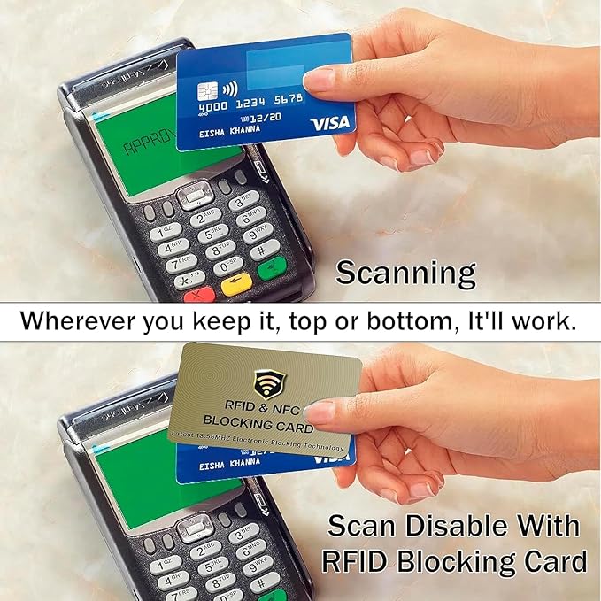 SaiTech IT 20 Pack RFID Cards One Card Protects Entire Wallet Purse For Men & Women, Contactless Bank Debit Credit Card Protector ID ATM Guard Card – Golden