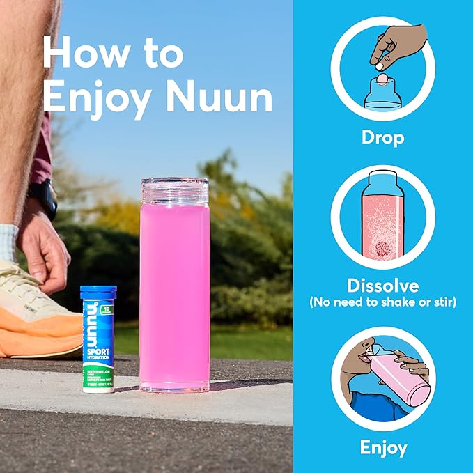 Nuun Sport Electrolyte Tablets with Magnesium, Calcium, Potassium, Chloride & Sodium, Gluten Free & Vegan, Orange, 8 Pack (80 Servings Total)