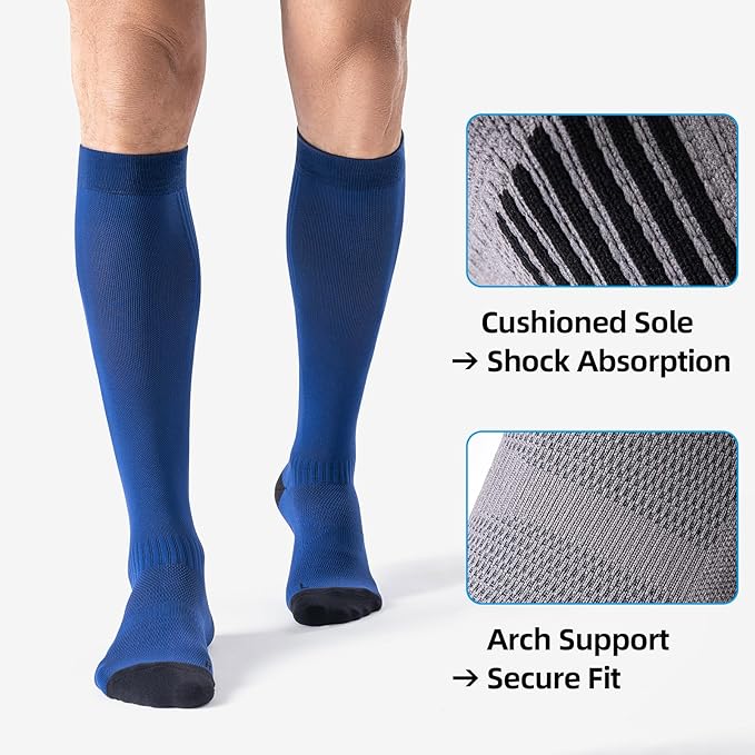 3 Pairs Compression Socks 15-20 mmHg for Women Men - Moderate Support for Circulation, Sports, Travel, Comfort Cuff