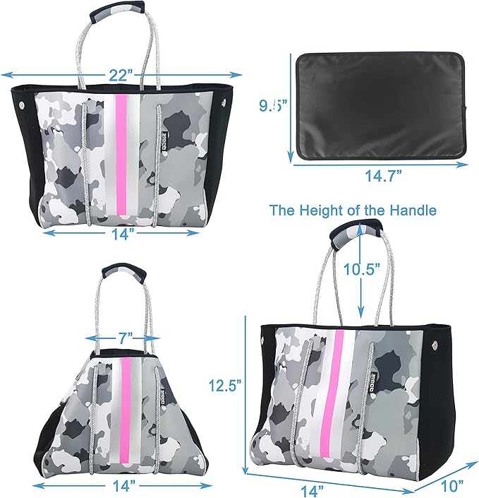 QOGiR Neoprene Multipurpose Beach Bag Tote with Inner Zipper Pocket … … … …