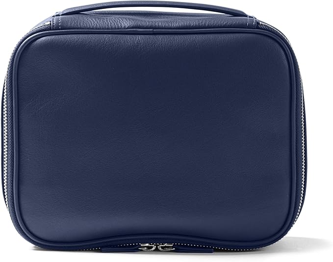 Leatherology Navy Blue Large Travel Organizer - Zipped mesh storage pocket, elastic loops for organization, double metal zipper