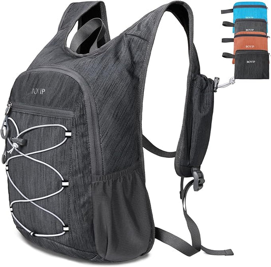 BOVIP 20L Hiking Backpack Lightweight Packable Hiking Daypack Small Travel Outdoor Foldable Shoulder Bag Black