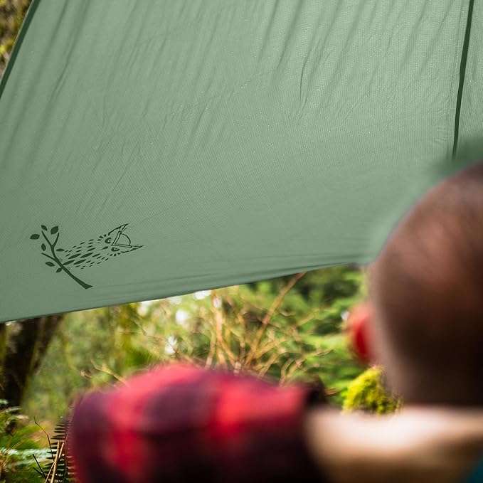 Wise Owl Outfitters Hammock Rain Fly – Waterproof Camping Tarp Cover with Tent Stakes & Carry Bag, Ultralight Shelter for Backpacking & Outdoor Shade