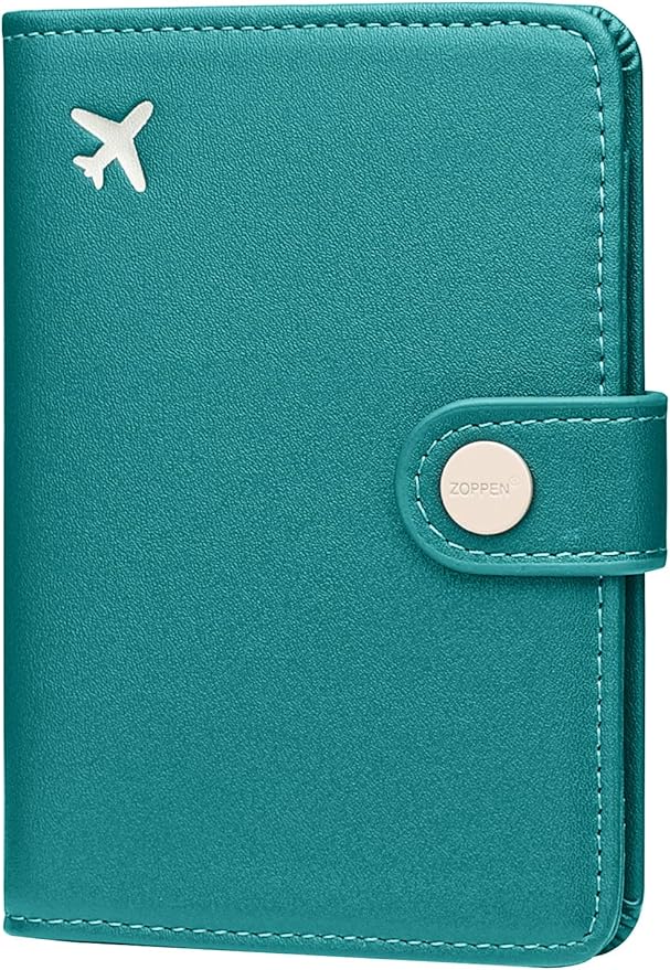 ZOPPEN Passport Holder Women, Passport Cover Travel Wallet Rfid Blocking Passport Wallet Cover Case Travel Essentials Document Organizer, Tea Green