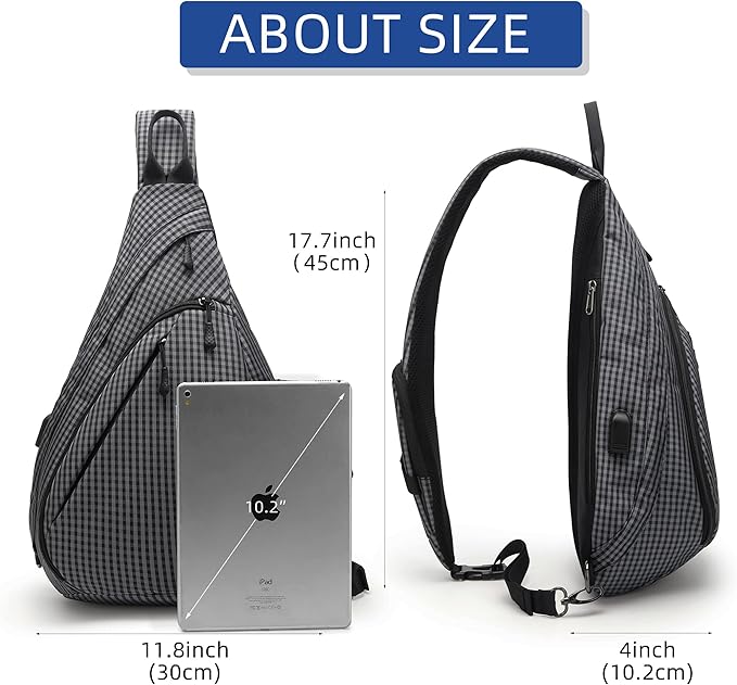 Water-Proof Sling bag/Crossbody Backpack/Shoulder Bag with USB Charging Port for Travel, Hiking, Cycling, Camping