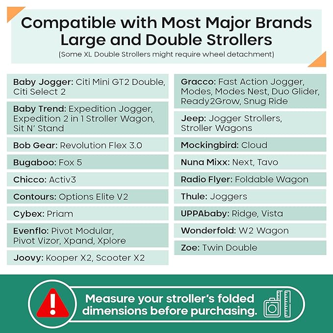 reperkid Large Stroller Bag for Airplane Travel, Black & Green, 47" H x 24" W x 15" D, Fits Most Large, Single, Double, Jogging Strollers – Premium Waterproof Cover, Adjustable Shoulder Straps