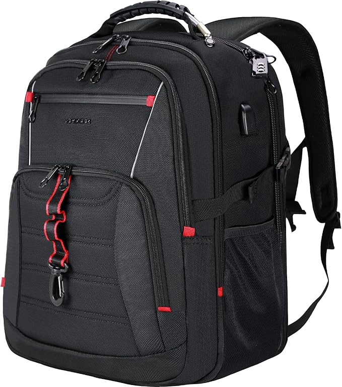 KROSER Travel Laptop Backpack 17.3 inch XL Computer Backpack Stylish College Backpack with RFID Pockets USB Charging Port REFLECTIVE STRIPS Water-Repellent Daypack for Business/Men