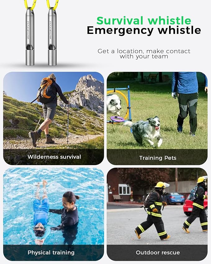 Titanium Emergency Whistle, Survival Safety Whistles for Coaches,Dog Training,Hiking, Life Saving-Loud up to 120db