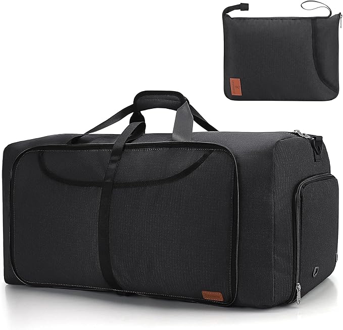 150L Large Waterproof Bag for Men Travel, Extra Large Trave Duffle Bag with Shoe Compartment for Men Women, Foldable Duffle Bag for Traveling, Gym Bag, Water Resistant & Tear-Resistant, Black
