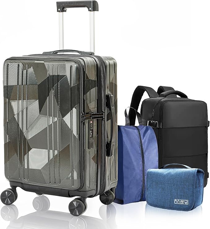 20 inch Carry On Luggage Expandable Top Opening/Clamshell Opening, TSA Approved Carry On Luggage Hard Shell Suitcases, Lightweight Away Carry On Suitcases with Large Capacity Backpack