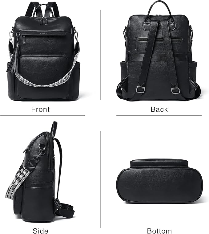 Shrrie Vegan Leather Laptop Backpack for Women 15.6 inch Work Backpack Fashion Travel Backpack Purse for Travel College Work