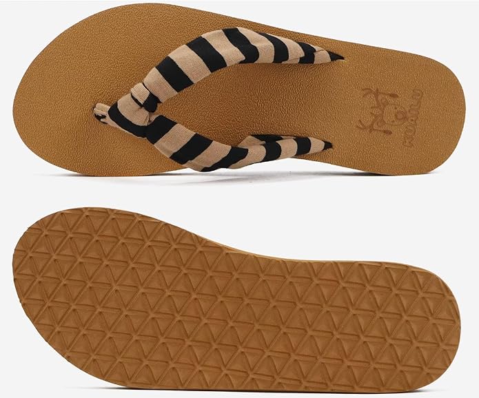 KuaiLu Flip Flops for Women with Arch Support Yoga Mat Comfortable Summer Beach Walking Thong Cushion Sandals Slip On Indoor Outdoor