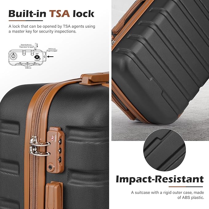 Coolife Luggage 4 Piece Set Suitcase Spinner Hardshell Lightweight TSA Lock
