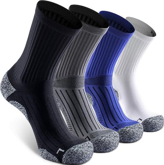 Elite Cushioned Compression Mid-crew Socks 4-Pack for Youth Women Men