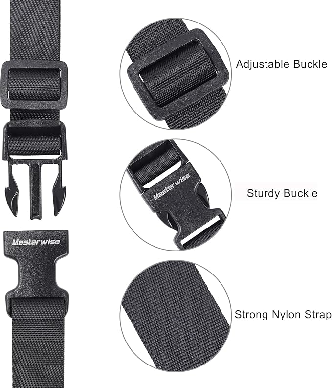Buckle Straps with Clips, Adjustable Nylon Straps with Buckle, Packing Strap, Black 4 Pack (6’x1)