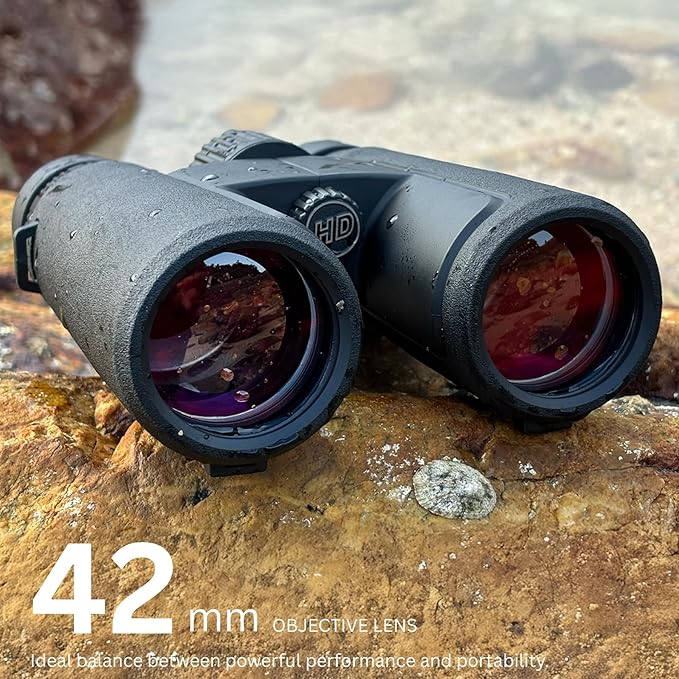 Hontry 10x42 Binoculars with IPX7 Waterproof Protection for Bird Watching, Hunting, Cruise Ship, Travel and Safari