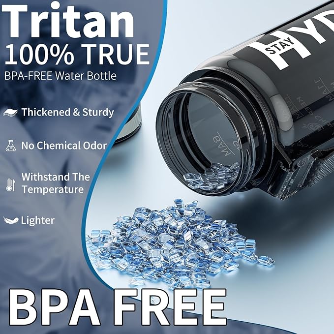 Water Bottle, 32 oz Motivational Water Bottles with Time Marker-Tritan & BPA Free, Sports Water Bottle with Time to Drink & Strap, Wide Mouth, Leakproof -Gift for Christmas Gym Fitness & Outdoor